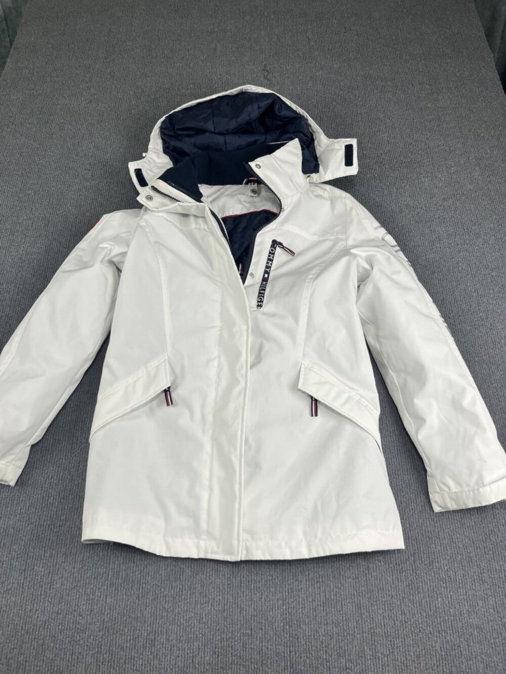 Tommy Hilfiger Womens White 3-in-1 All Weather System Hooded Jacket S